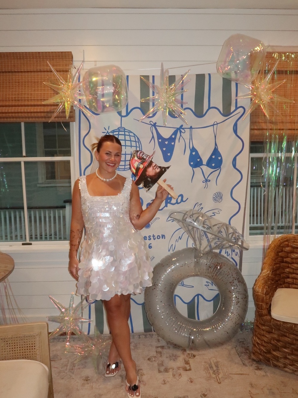 ASOS Iridescent Sequin Mini Dress in White - Picture 3 of 3